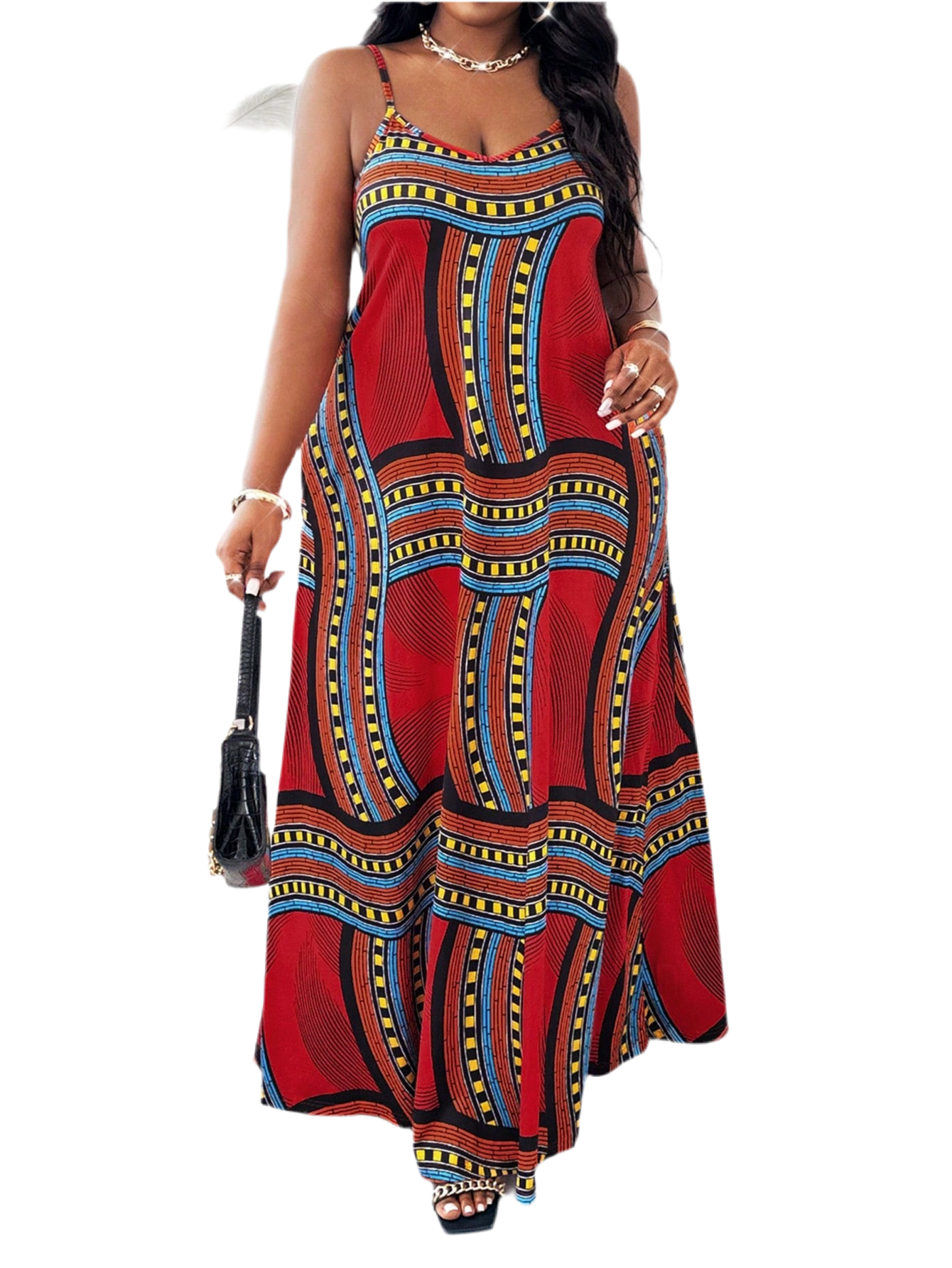 Women’s Floral African Print Beach Dress – Spaghetti Straps, Casual Spring & Summer Wear