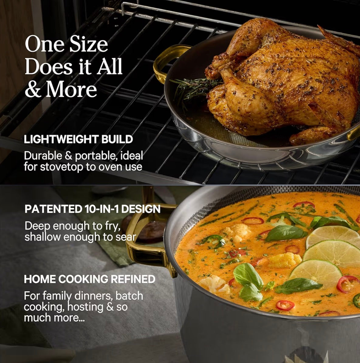 Our Place Titanium Pro Cookware Duo – Always Pan & Perfect Pot with Nonstick No-Coating Technology | Tri-Ply Titanium & Stainless Steel | Safe for Oven, Induction & All Cooktops up to 535°C