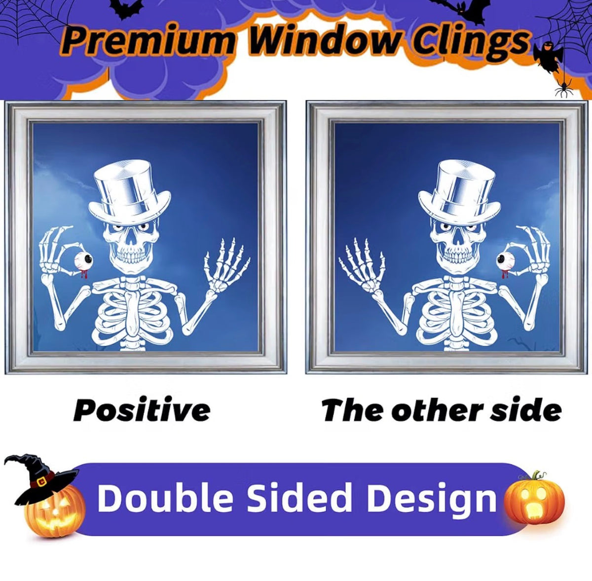 AMLOOPH Halloween Skeleton Window Stickers – 10 Reusable Sheets | Minja Superstore