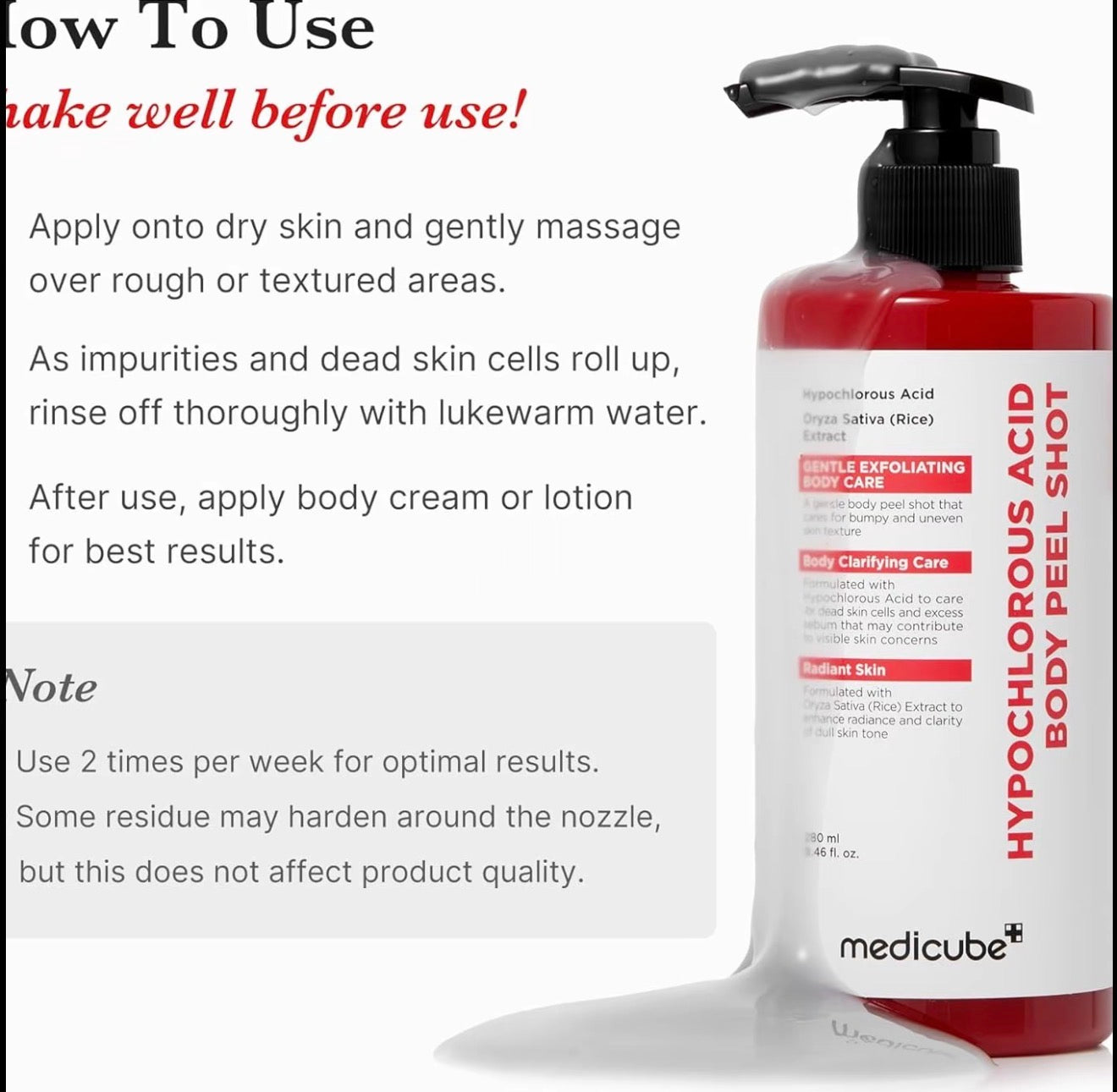 medicube Body Peel Shot Exfoliating Serum with Rice Extract & Panthenol