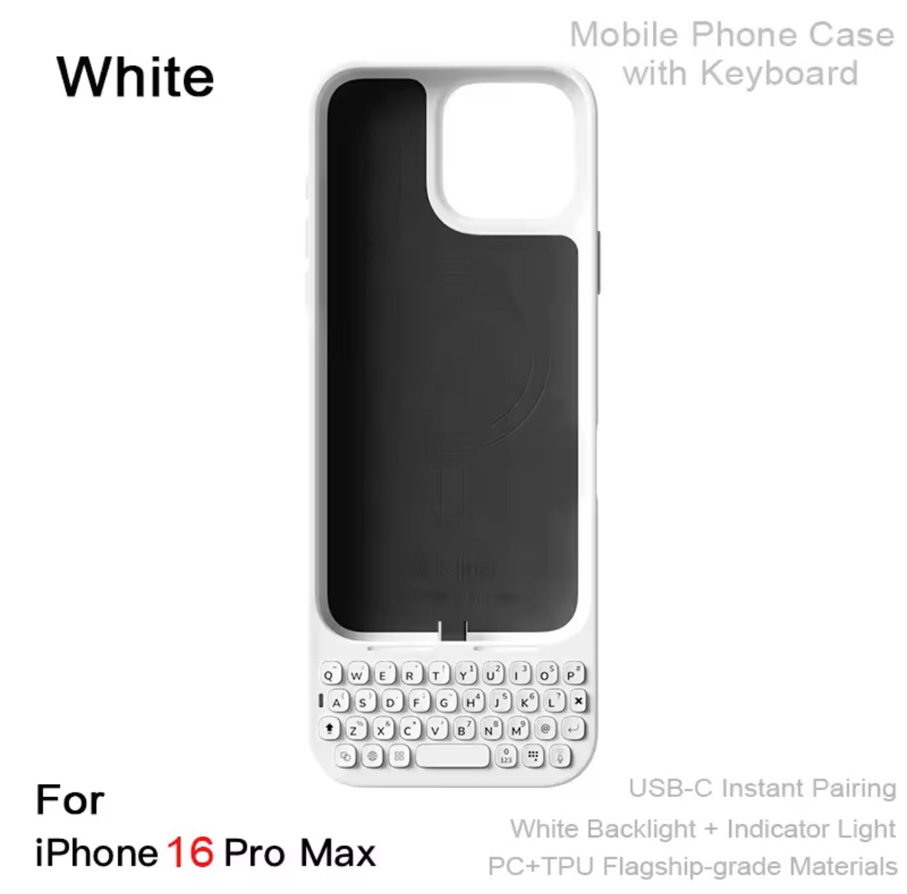 MetaKey Mobile Phone Case With Keyboard PU TPU with Magnetic Support 37 Keys Mini Phone Keyboard For iPhone 16Pro Max 17 Pro Max