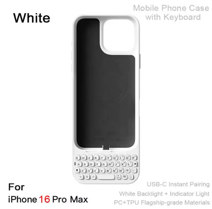 MetaKey Mobile Phone Case With Keyboard PU TPU with Magnetic Support 37 Keys Mini Phone Keyboard For iPhone 16Pro Max 17 Pro Max