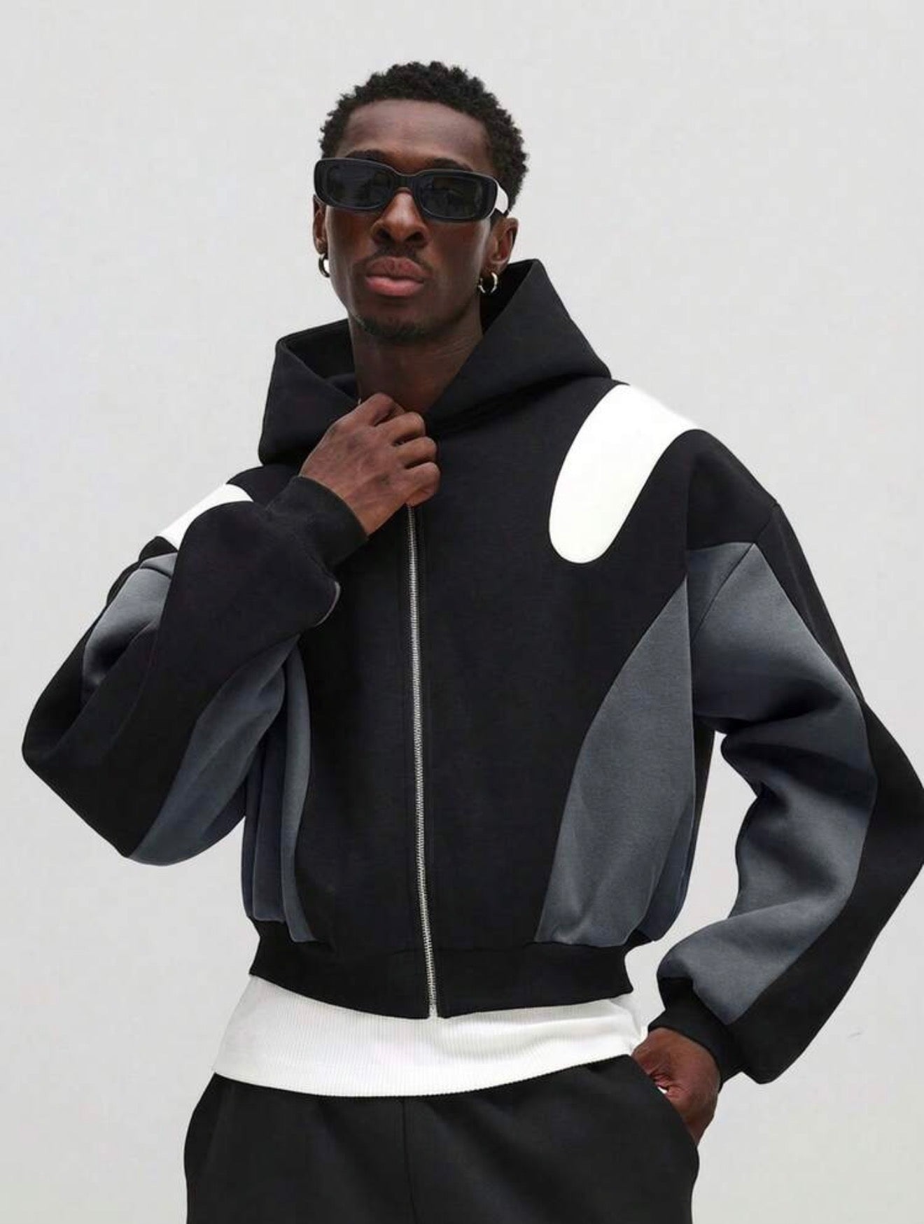 SUMWON Cropped Zip Up Hoodie