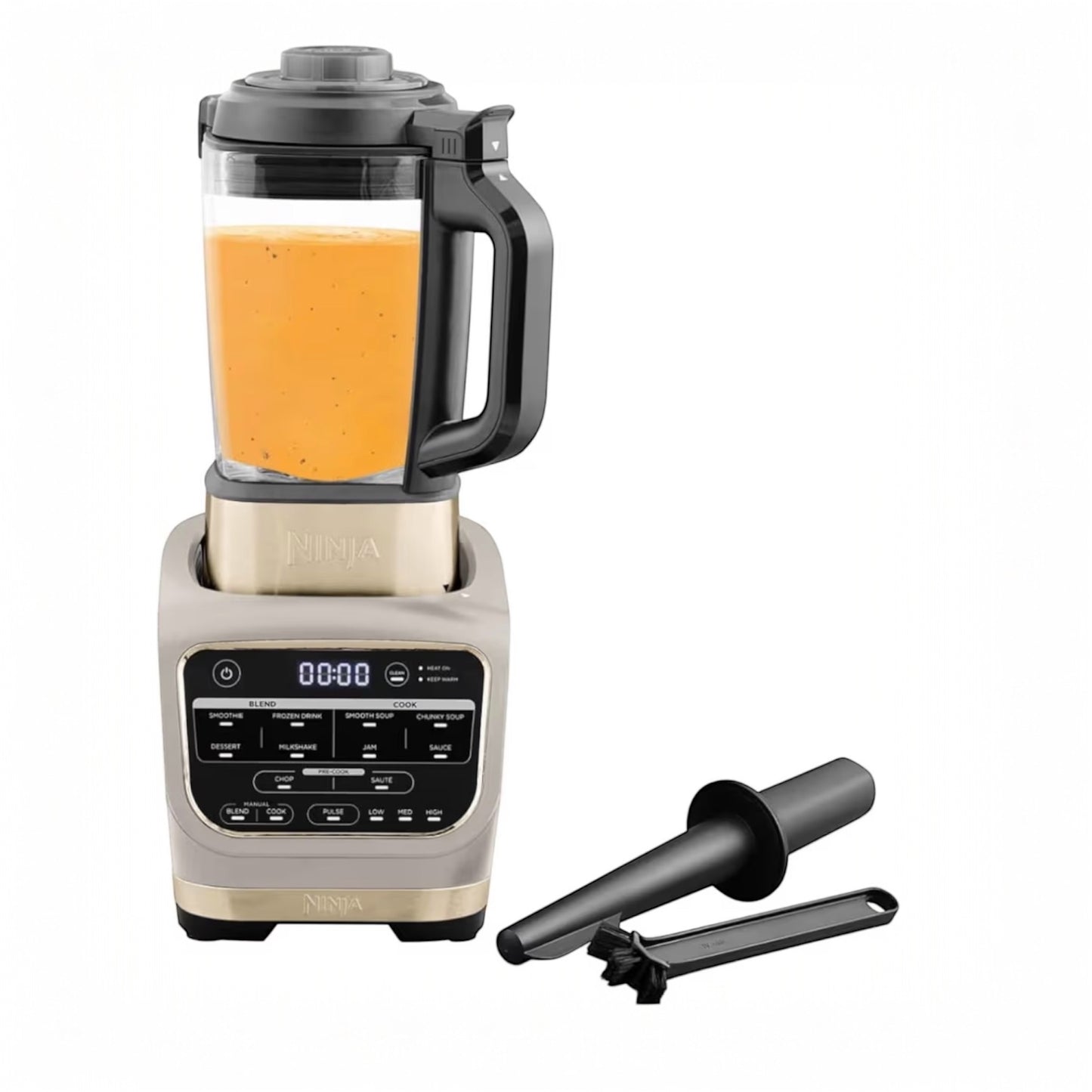 Foodi Blender & Soup Maker, 10 Auto-iQ Programs, 1.7L Glass Jug, Hot & Cold Blender, Built-In Heating Element, Tamper, Cleaning Program & Brush, 1000W, Stone Gold, HB150UKSTGD