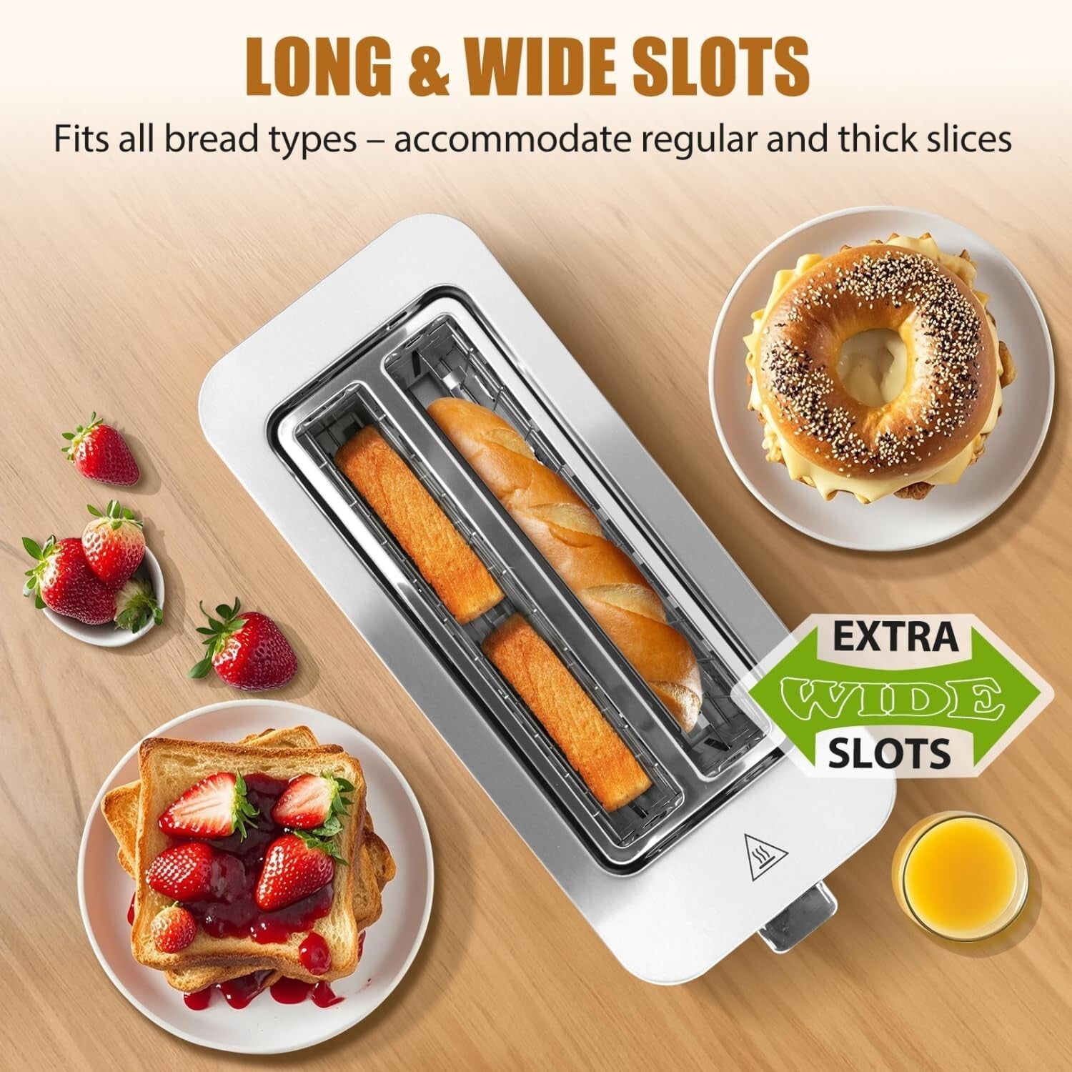 Long Slot Toaster Stainless Steel, Extra-Wide Slots, Digital Touch Control, 6 B
