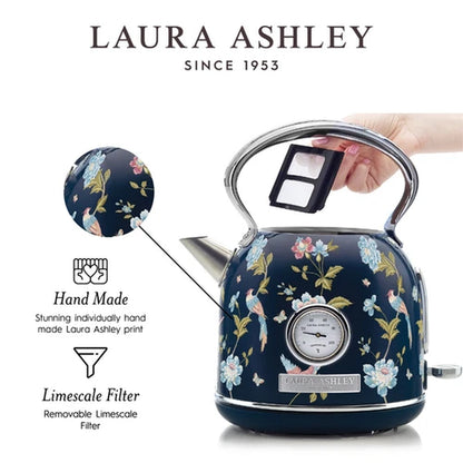 Laura Ashley 1.7L Electric Dome Kettle Stainless Steel Quiet Fast Boil Kettle