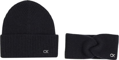 Women’S CK Metal Beanie & Headband Gift Set, Black (Ck Black), One Size