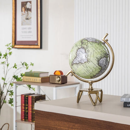 Elegant Interactive Educational Globe with Triangular Metal Stand and Realistic Meridian