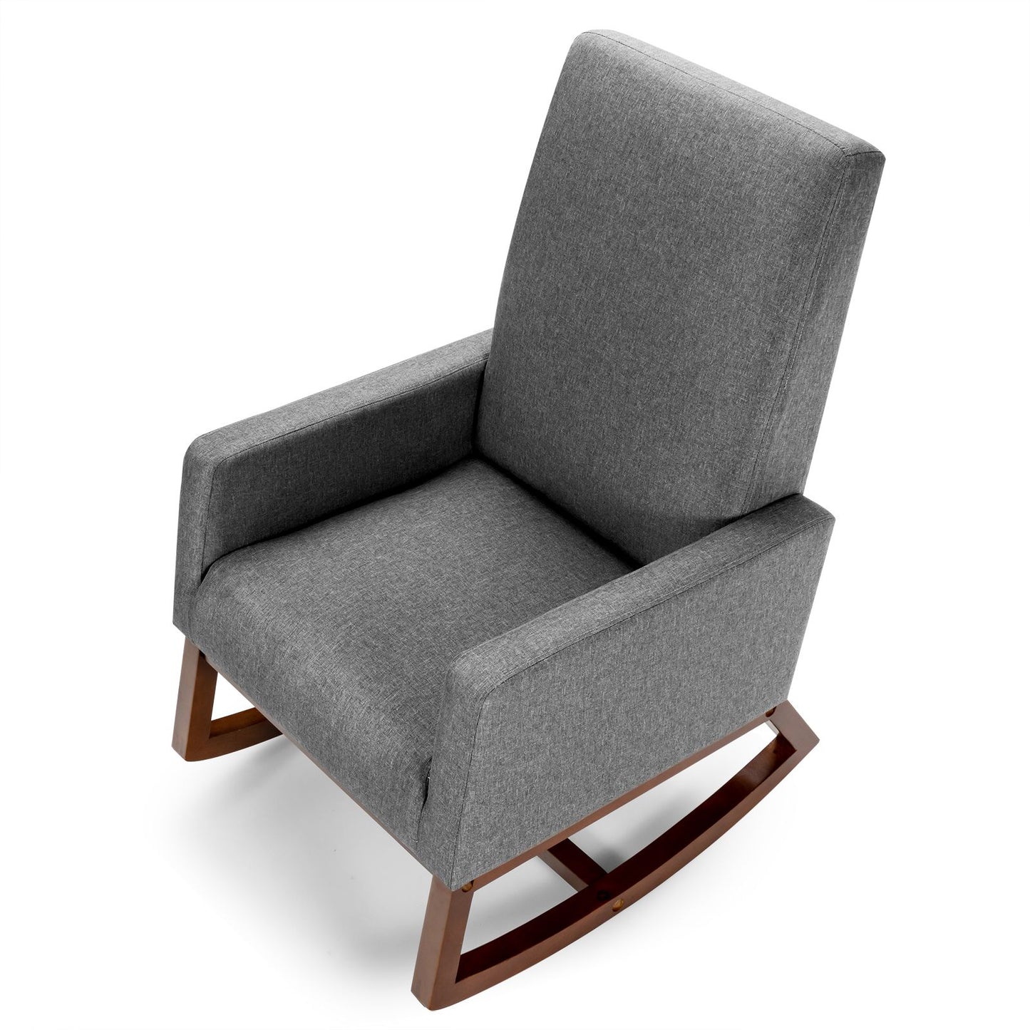 Upholstered Fabric Armchair with Rubberwood Base