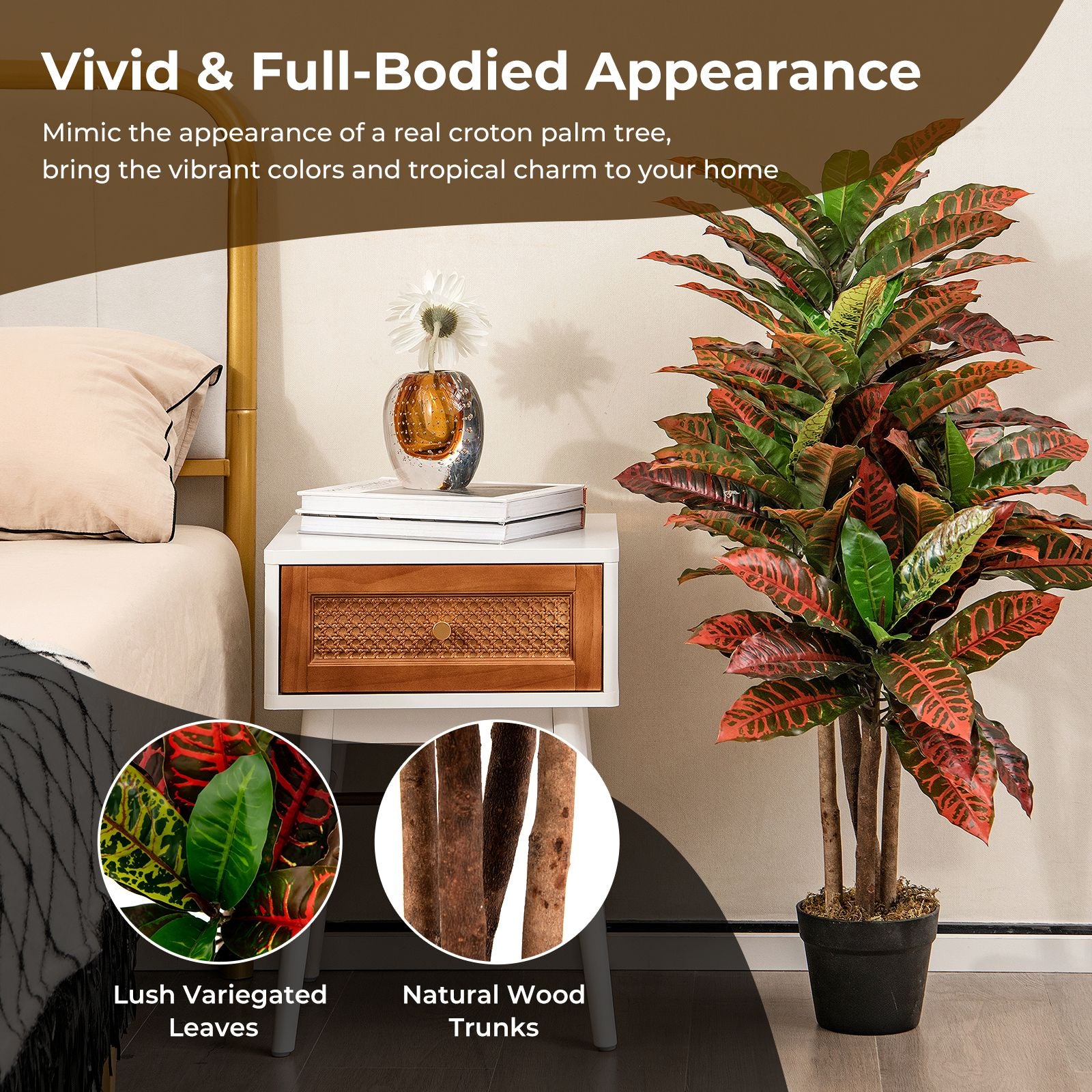 Artificial Croton Palm Tree