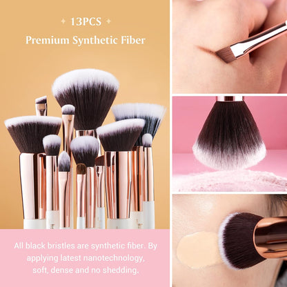 Brand 25Pcs Professional Makeup Brush Set Beauty Cosmetic Foundation Powder Blush Eyeshadow Blending Highlighter Natural-Synthetic Hair Brushes (Pearl White/Rose Gold) T215