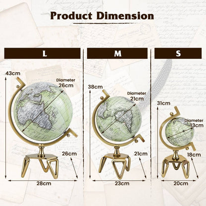 Elegant Interactive Educational Globe with Triangular Metal Stand and Realistic Meridian