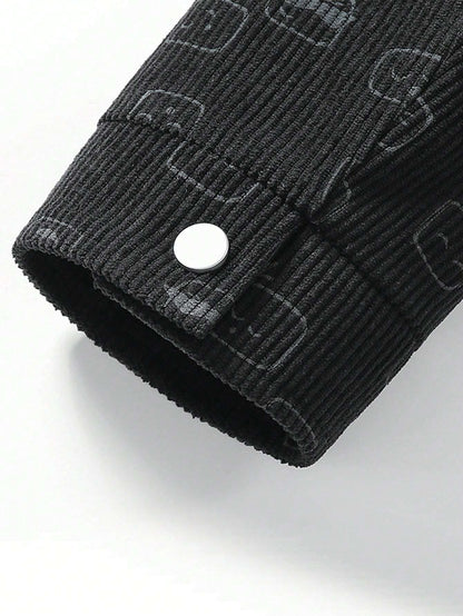 Men'S All over Print Buttoned Cardigan Jacket