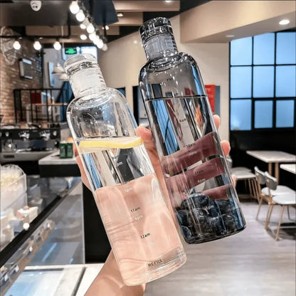 700Ml Elegant Leakproof Water Bottle with Time Scale Stay Hydrated Daily Lightweight & Portable for Fitness & Outdoor Adventures