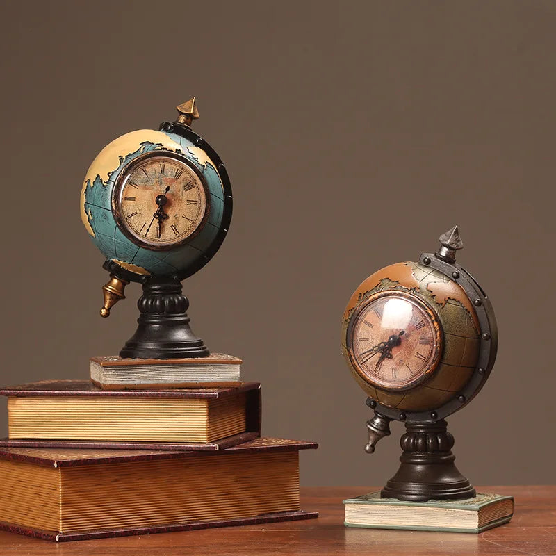 American Retro Decoration Globe Living Room TV Cabinet Foyer Stand Clock Office Decoration Desktop Decoration