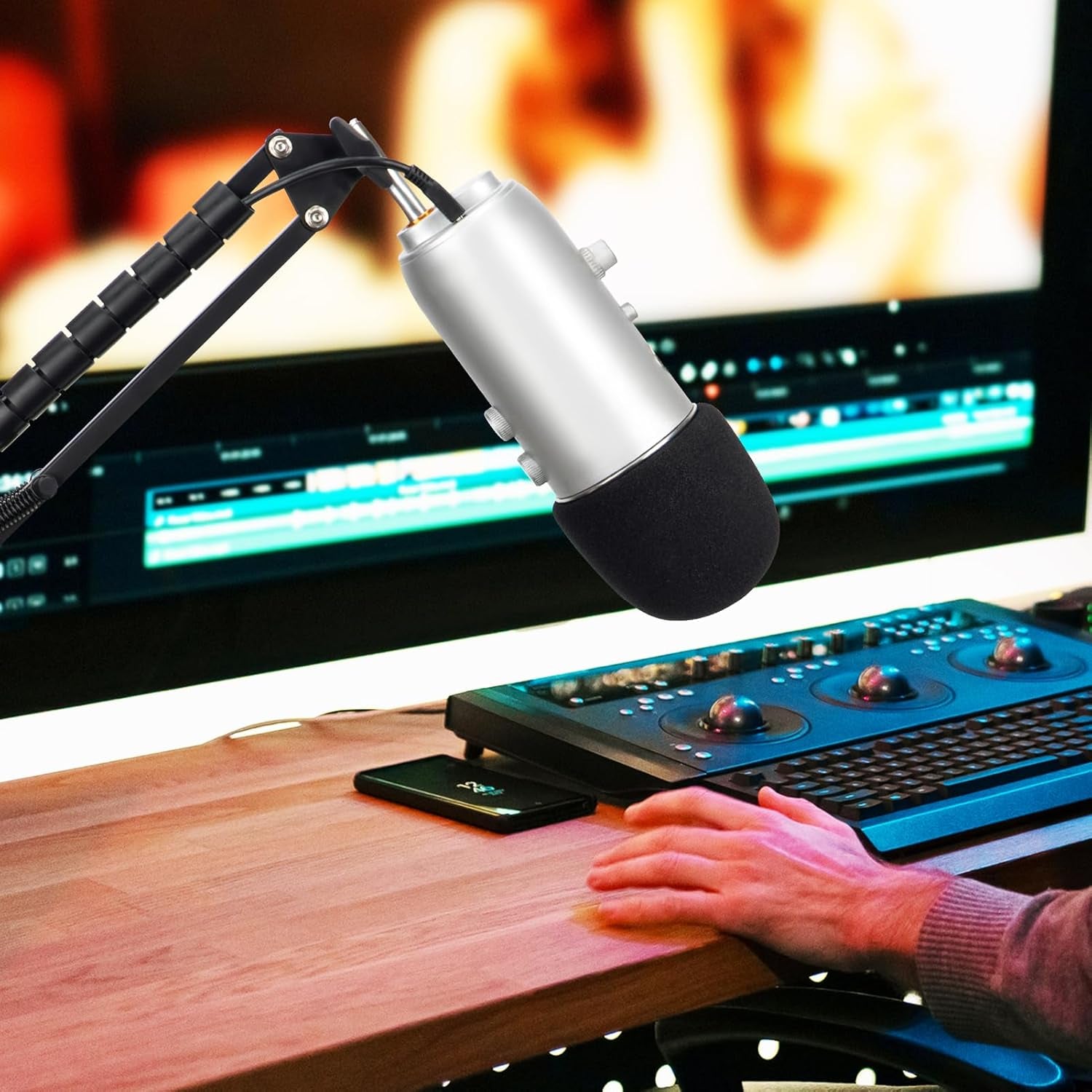 Anti-Pop Foam Filter in Windshield Fur for Blue Yeti Microphone, Blue Yeti Pro Micro anti Wind Cap (2 Packs)