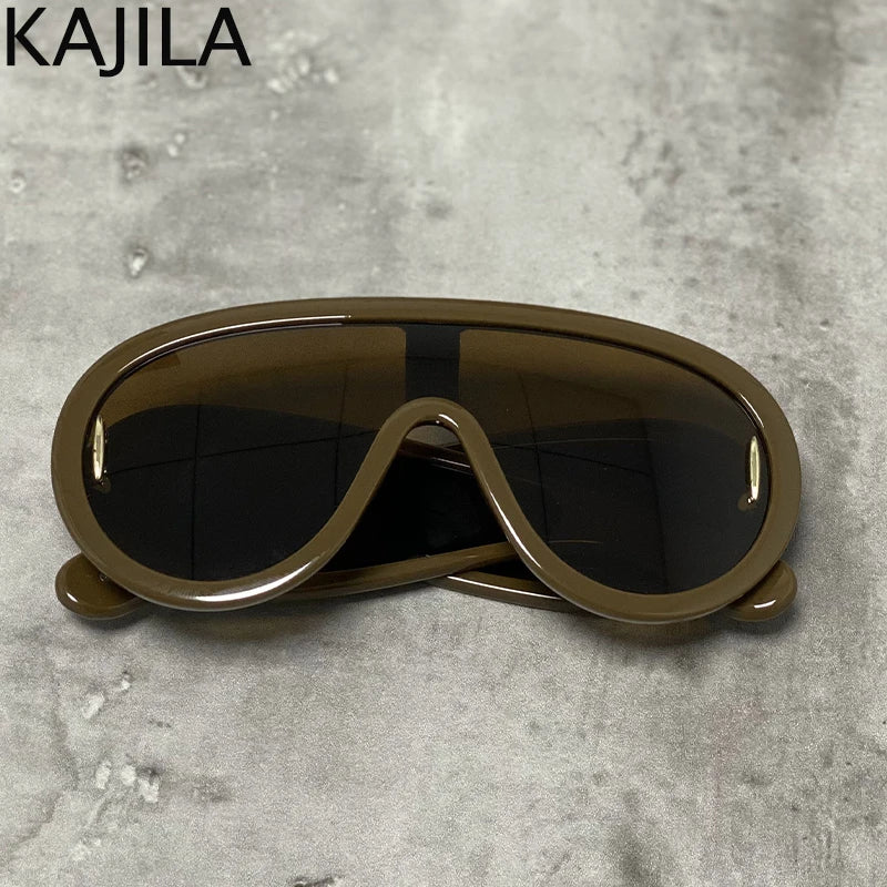 Oversized Wave Mask One-Piece Sunglasses Women Y2K Punk Sports Sun Glasses for Lady 2025 Luxury Brand Steampunk Eyewear Goggle