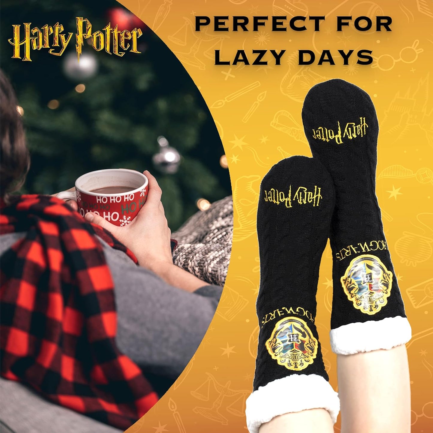 - Women'S Slippery Socks - Burgundy Gryffindor/Black Woolly Bed Socks - One Size Fits Women'S Size 5-8 - Official Merchandise