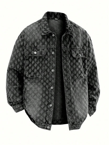 Men'S Retro Streetwear Fashion American Style Floral Print Denim Jacket, & Niche