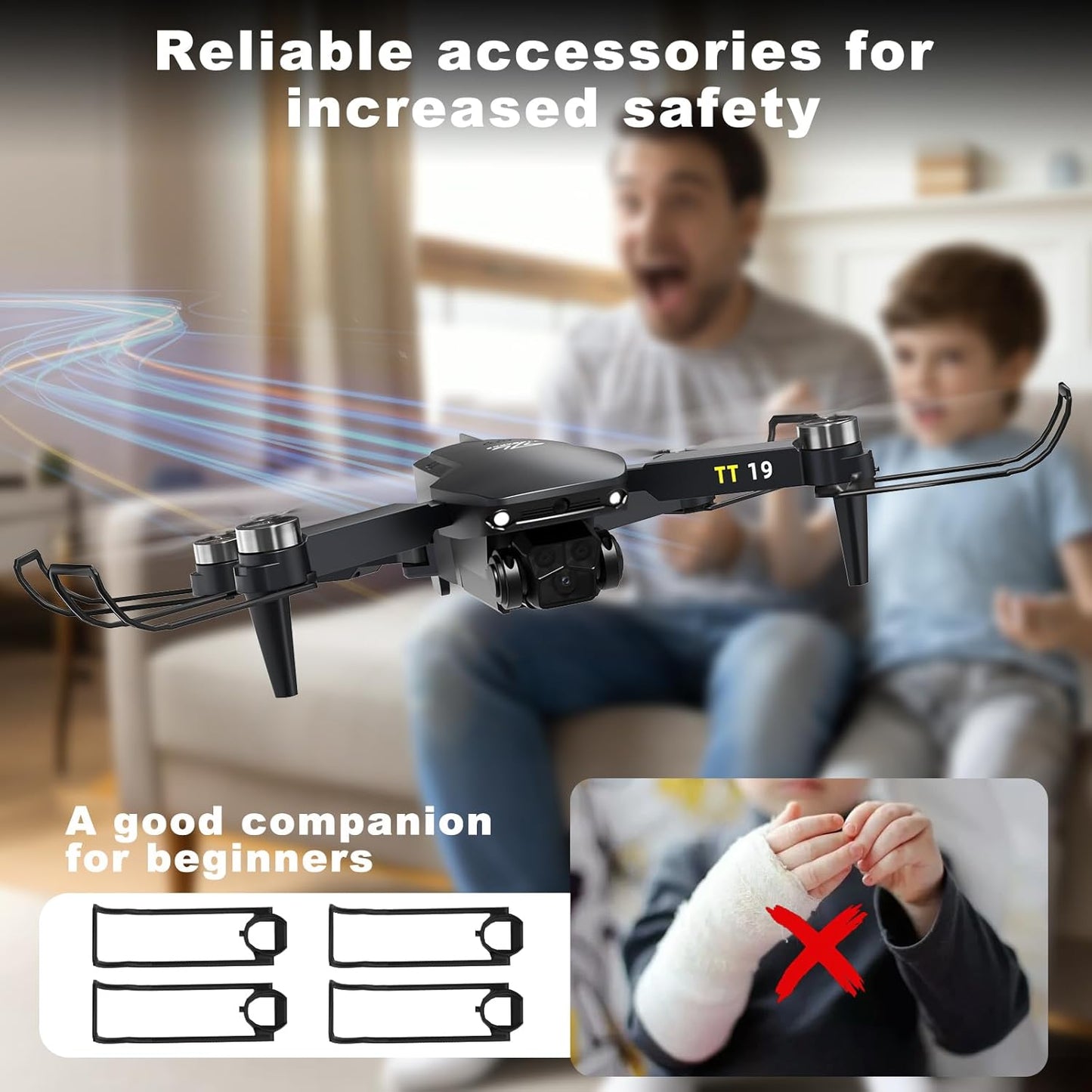 TT19 Drone with Camera for Beginners Obstacle Avoidance RC Drones for Adults Brushless Motor Foldable Mini Quadcopter 3D Flips Altitude Hold with Propeller Guards