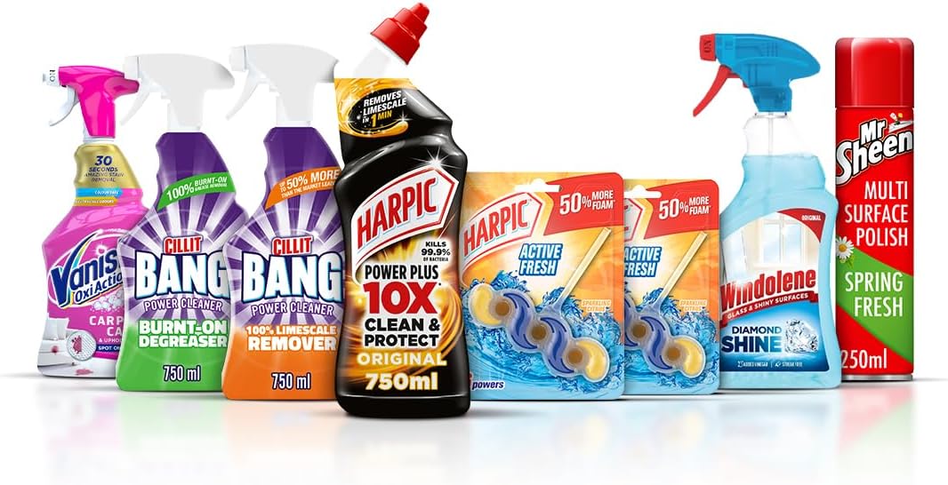 Ultimate Home Essentials Spring Cleaning Products Bundle | , Cilit Bang, Vanish, Windolene and Mr. Sheen (8 Items) | for All Home Cleaning Solutions