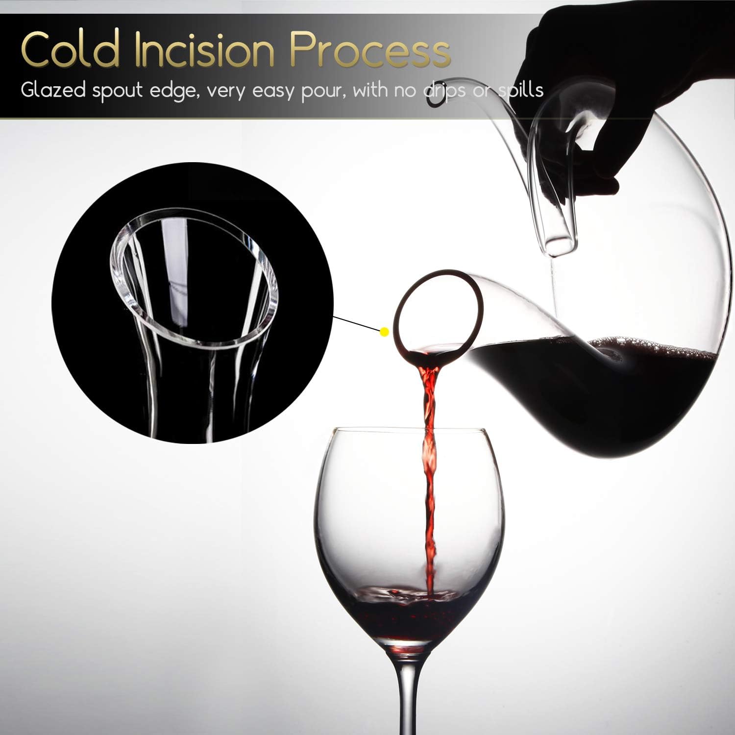 Swan Wine Decanter, Handblown, 1.2L Designed Horn Red Wine Decanter Set for 750Ml, Lead-Free