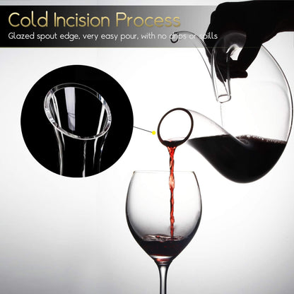 Swan Wine Decanter, Handblown, 1.2L Designed Horn Red Wine Decanter Set for 750Ml, Lead-Free