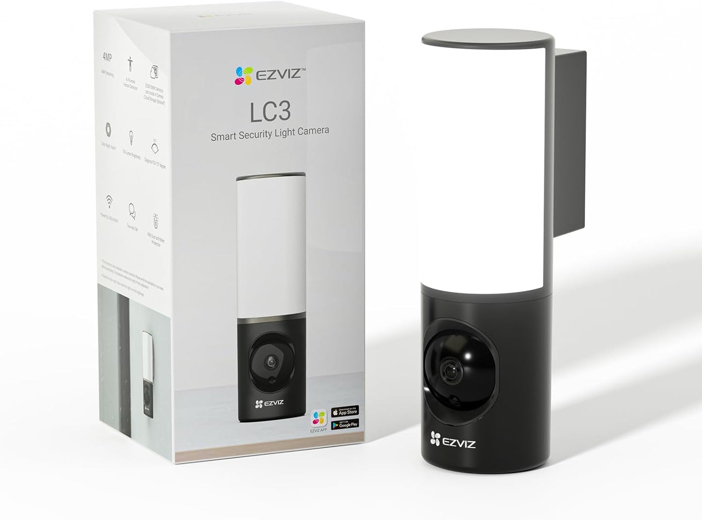 2.5K Floodlight Camera Hardwired, Outdoor Security Camera, No Monthly Fee, 32GB Built-In Storage, Human Detection, 700-Lumen Colour Night Vision, 2.4G Wi-Fi Home CCTV System, Alexa/Google (LC3)