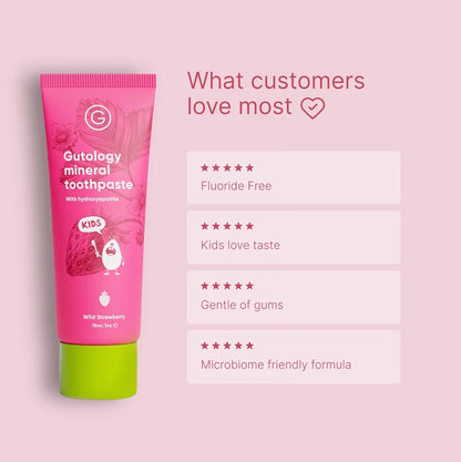 Gutology Kids Hydroxyapatite Toothpaste 75ml Fluoride Free Strawberry