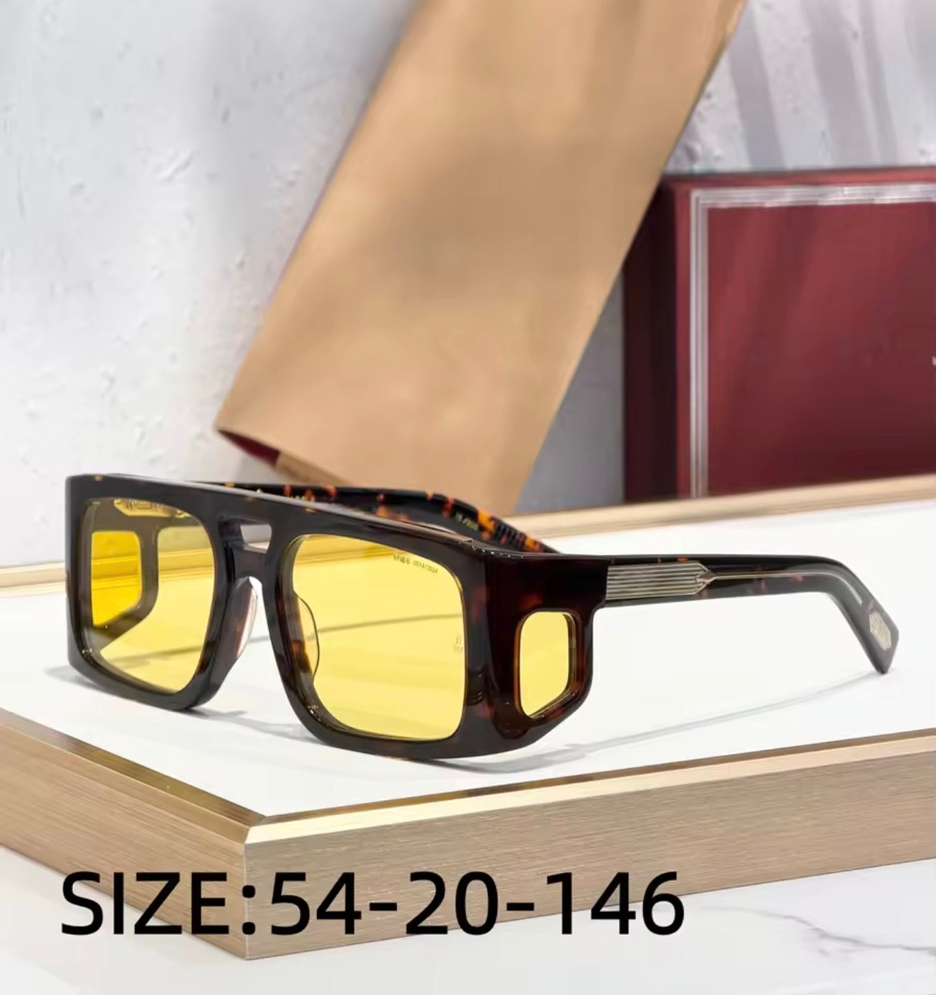 JMM-WINDSOR Rectangular Sunglasses Thick Acetate Double Bridge High Quality UV400 Gift Men Women