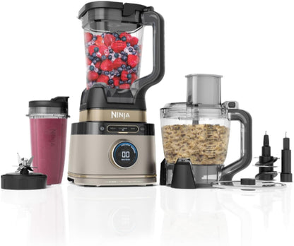 3-In-1 Detect Power Blender Processor Pro, Powerful 1200W Blender, Food Processor Bowl, Dough Blade, 2X Single Serve Cups, Jug, Make Pizza Dough, Blend, Chop & Mix, Stone Gold, TB401UKSTGD