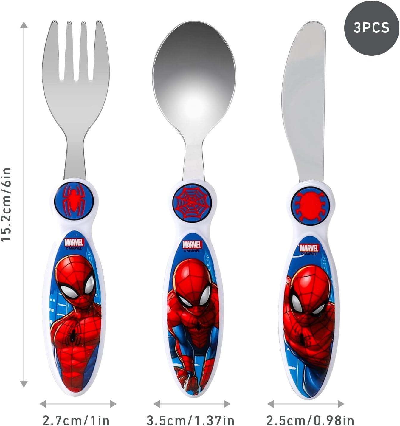 Spiderman Children'S Kids 3Pcs Cutlery Set - Knife/Fork/Spoon