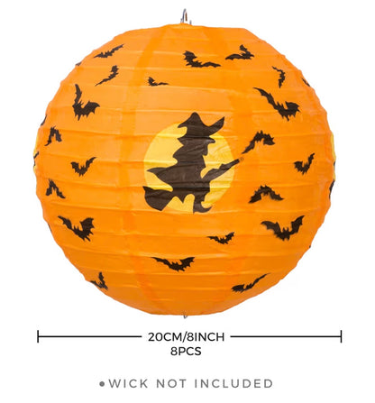 8Pcs Halloween Pumpkin Paper Lanterns 8 Inch Hanging Decorations