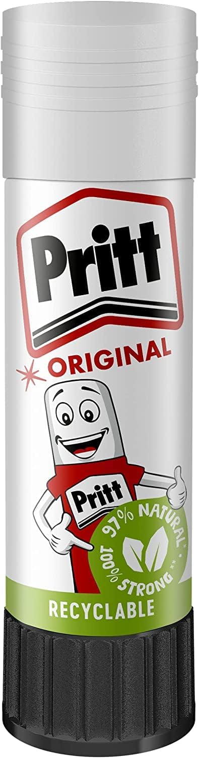 Pritt Glue Stick, Safe & Child-Friendly Craft Glue for Arts & Crafts Activities, Strong-Hold Adhesive for School & Office Supplies, 22 G (Pack of 3)