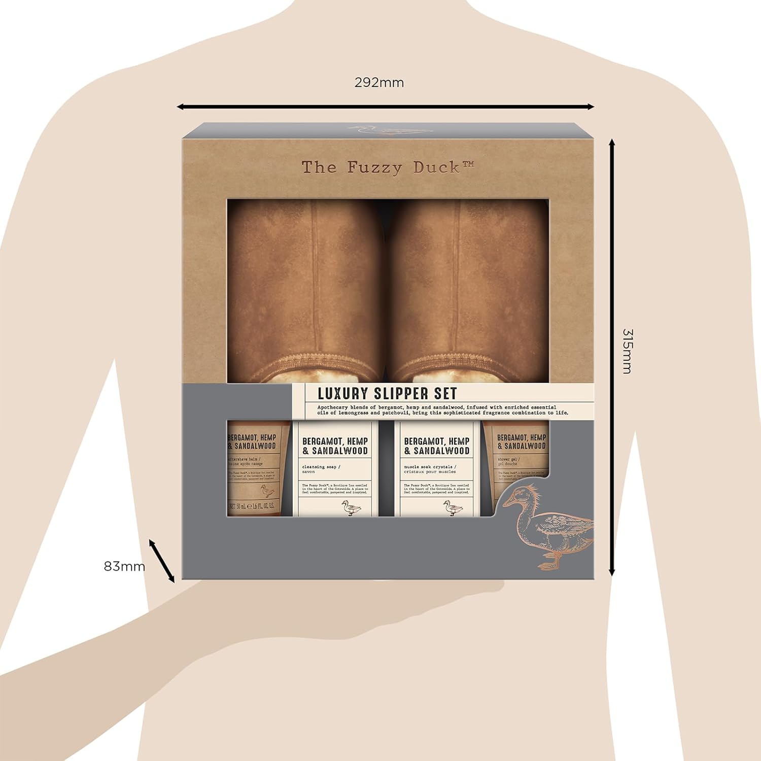the Fuzzy Duck Bergamot, Hemp & Sandalwood Men'S Luxury Slipper Gift Set - Vegan Friendly (Pack of 1)