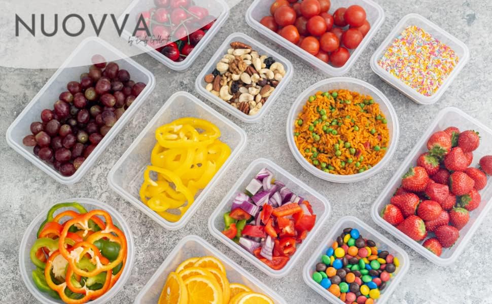 nuovva  Airtight Food Storage Containers Set – Plastic Food Containers with Lid – Leak Proof Pantry & Kitchen Containers – Meal Prep Sets with Lids – 24Pcs (12 Containers + 12 Lids)