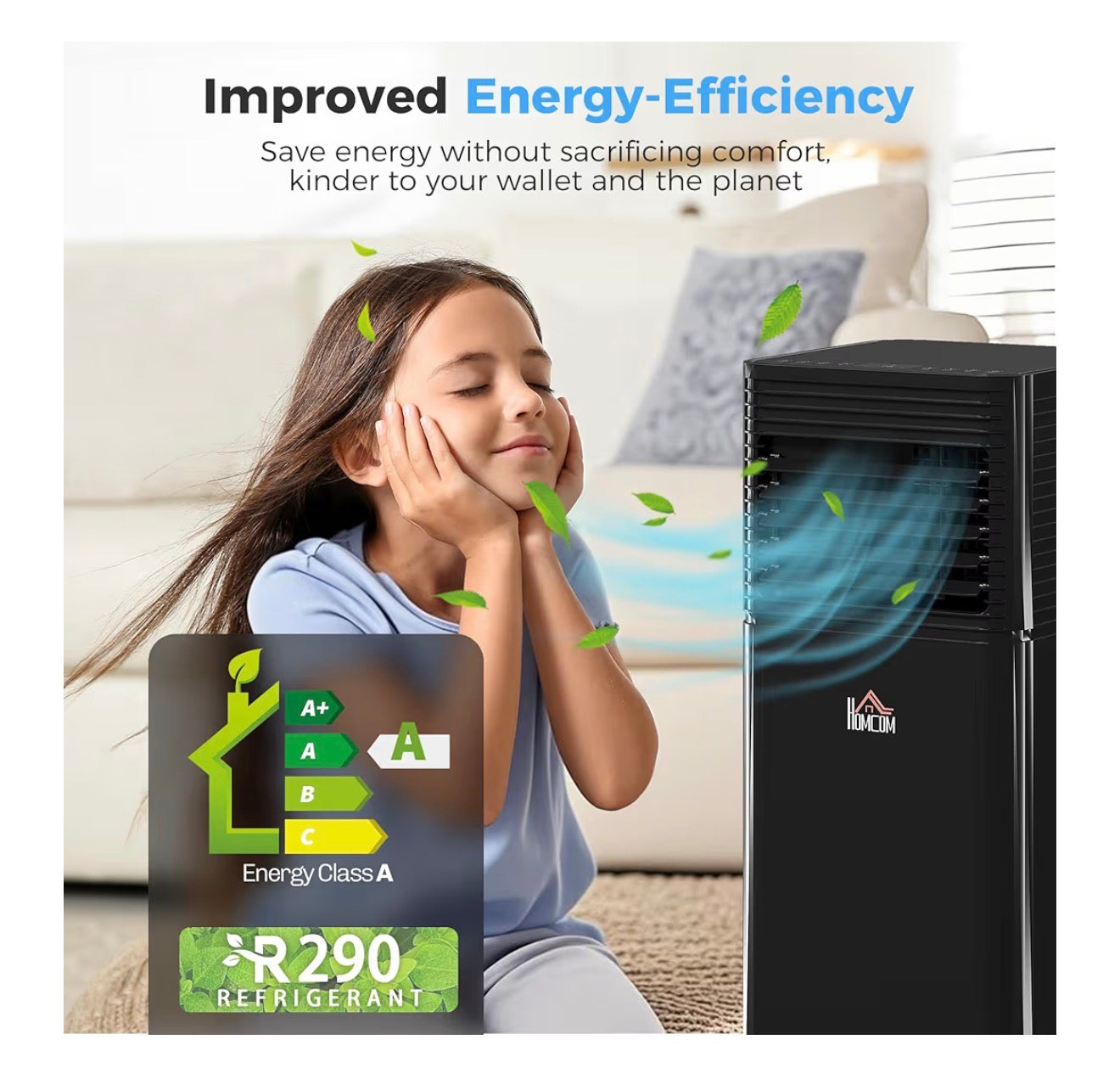 HOMCOM Portable Air Conditioner 7000 BTU, 4-in-1 Cooling, Fan, Dehumidifier & Sleep Mode, Mobile Air Conditioning Unit with Remote Control, 24H Timer, Window Mount Kit for Rooms up to 26㎡