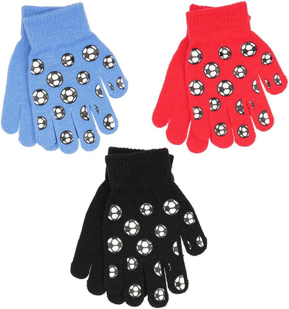 3 Pairs Unisex Kids Boys Girls Themed Children'S Magic Winter Gloves Soft Warm Thermal Knit Full Finger Stretchy Ages 3-10 Years One Size
