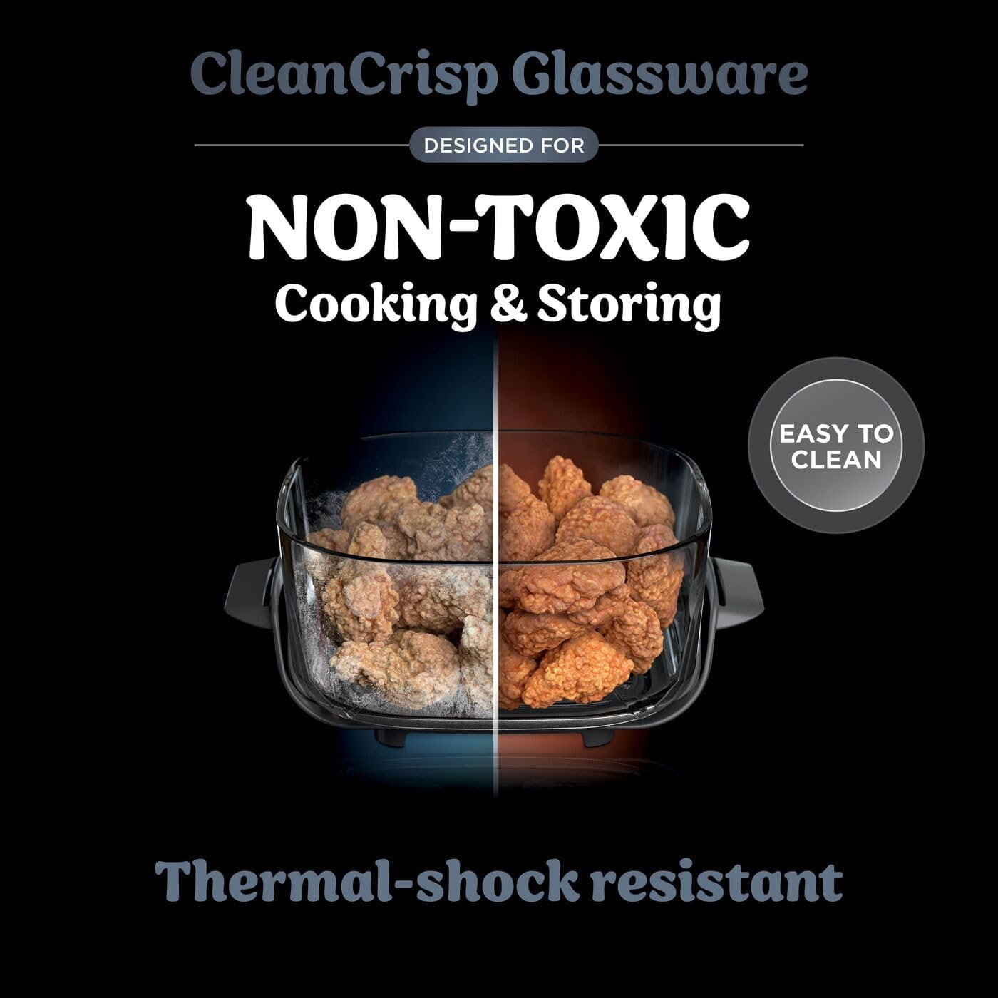 Ninja  Portable Air Fryer, 3.8L, 4-In-1: Air Fry, Roast, Keep Warm, Recrisp, Space Saving Compact Design, 2X Removable Glass Containers & Lids, 1700W, Cyber Space Blue FN101UKGY
