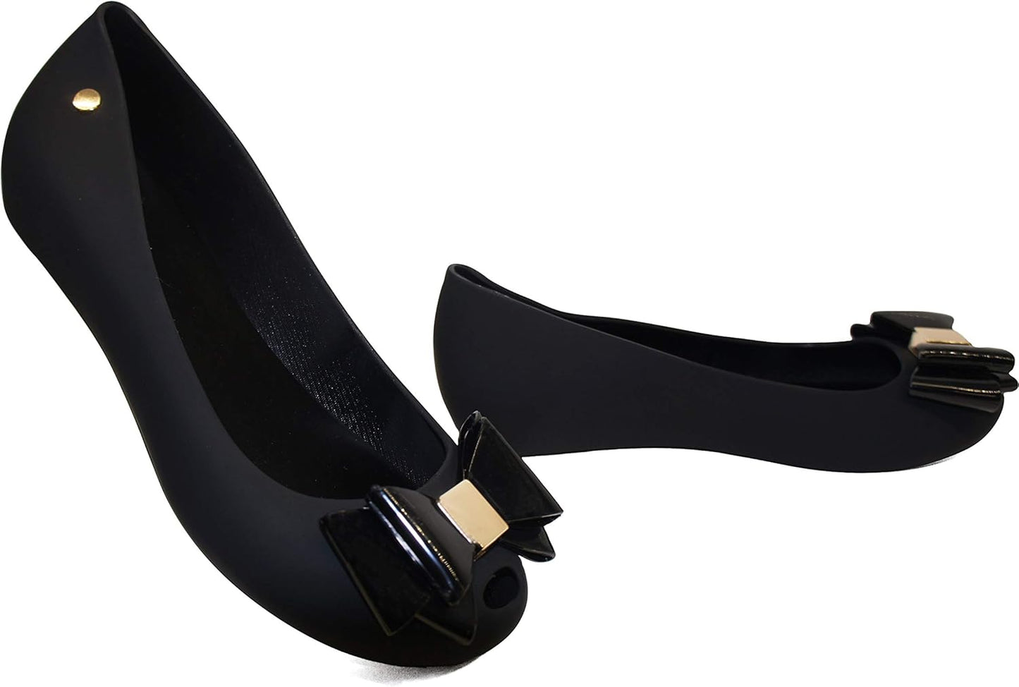 Womens Jelly Ballet Shoes, Bow Details Slip-On Flats, Comfy Ladies Casual Wear Every-Day Closed Toe Ballerina Pumps