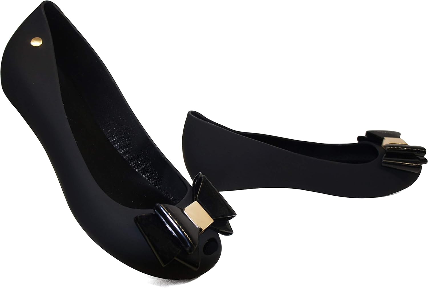 Womens Jelly Ballet Shoes, Bow Details Slip-On Flats, Comfy Ladies Casual Wear Every-Day Closed Toe Ballerina Pumps