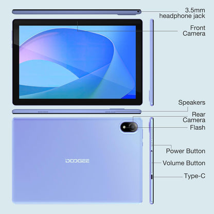 DOOGEE  (2025) Android 15 Tablet 10 Inch, 16GB RAM+128GB ROM(1TB TF), 2.0 Ghz/1280 * 800 HD+ Ips/Wifi 6/Bluetooth 5.0/5060Mah/5Mp+8Mp/Otg/Type C/3.5Mm Headphone Jack(Gray)