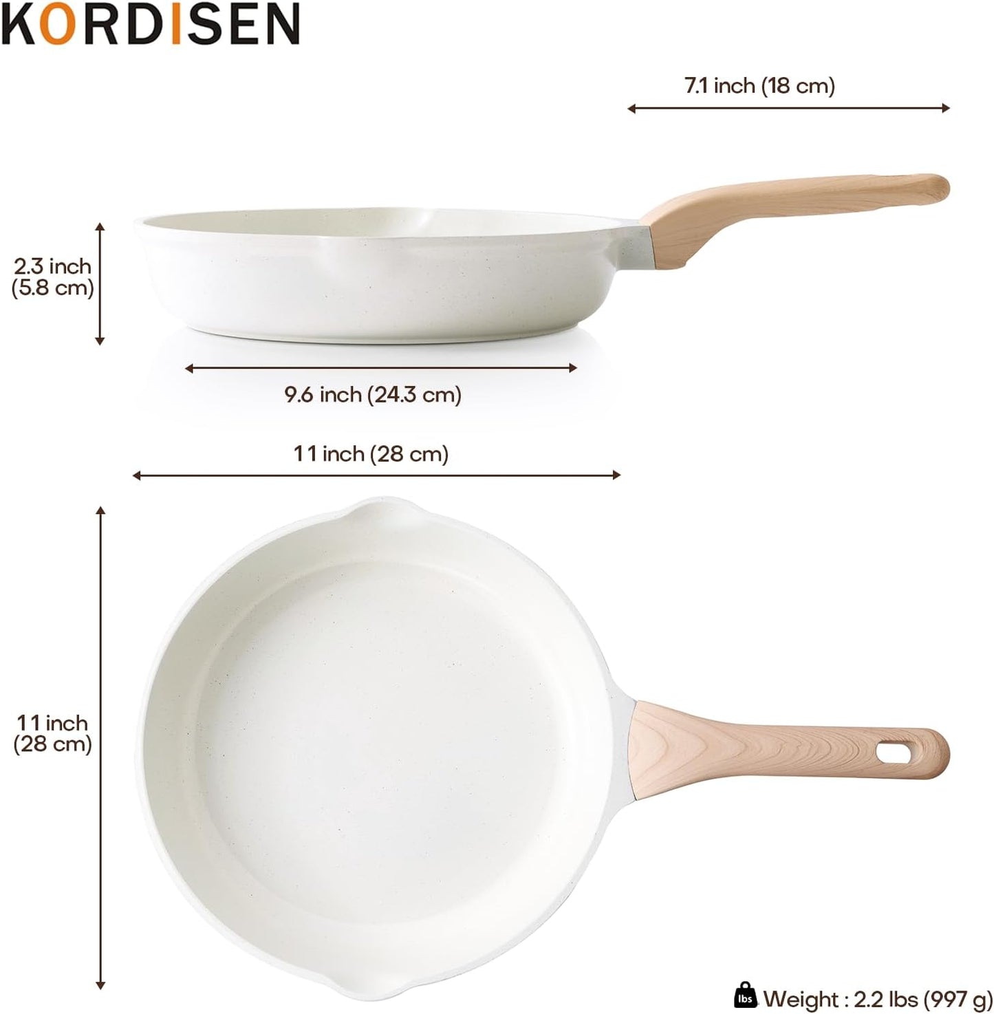 Kordisen Nonstick Frying Pan Skillet, 28 Cm Induction Ceramic Pan, Healthy and Non-Toxic, PFOA & PFAS Free