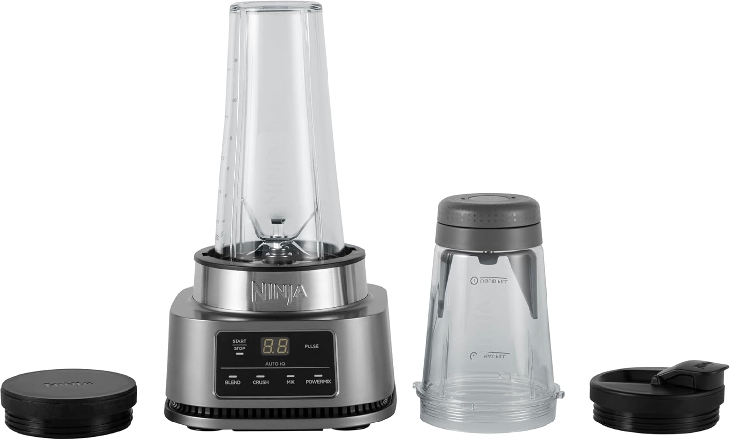 Foodi Power Nutri Blender 2-In-1, Blend Smoothie Bowls, Thick Spreads & Frozen Drinks, Automatic Programs, 700Ml Cup & 400Ml Bowl with with Power Paddle, 1100W, Silver CB100UK