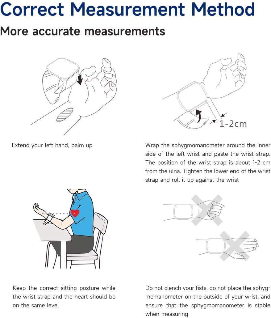 Automatic Wrist Blood Pressure Monitors with LCD Screen, Rechargeable Tonometer Wrist Cuff Digital Irregular Pulse Heart Rate Tensiometer, Automatically Broadcasts Values