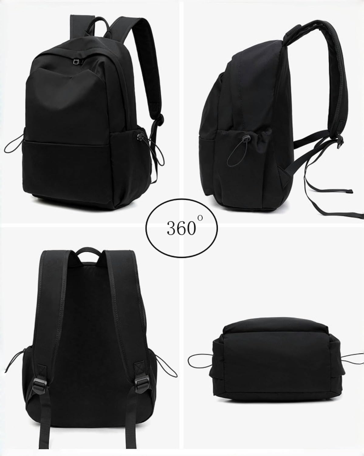 Black Girls Backpack Cute School Bags for Teen Girls Boys, Back Packs Women Casual Daypack 14" Laptop Backpacks with Card Holder(Black)