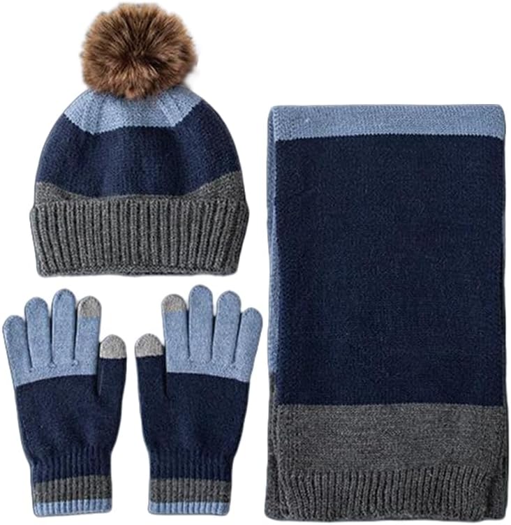 : Kids Hat Scarf Gloves Set, with GIFT BOX, Winter Gift Set for Girls and Boys, Warm Thermal Knit Beanie Cap, Soft Fleece Lining, Children'S Winter Set