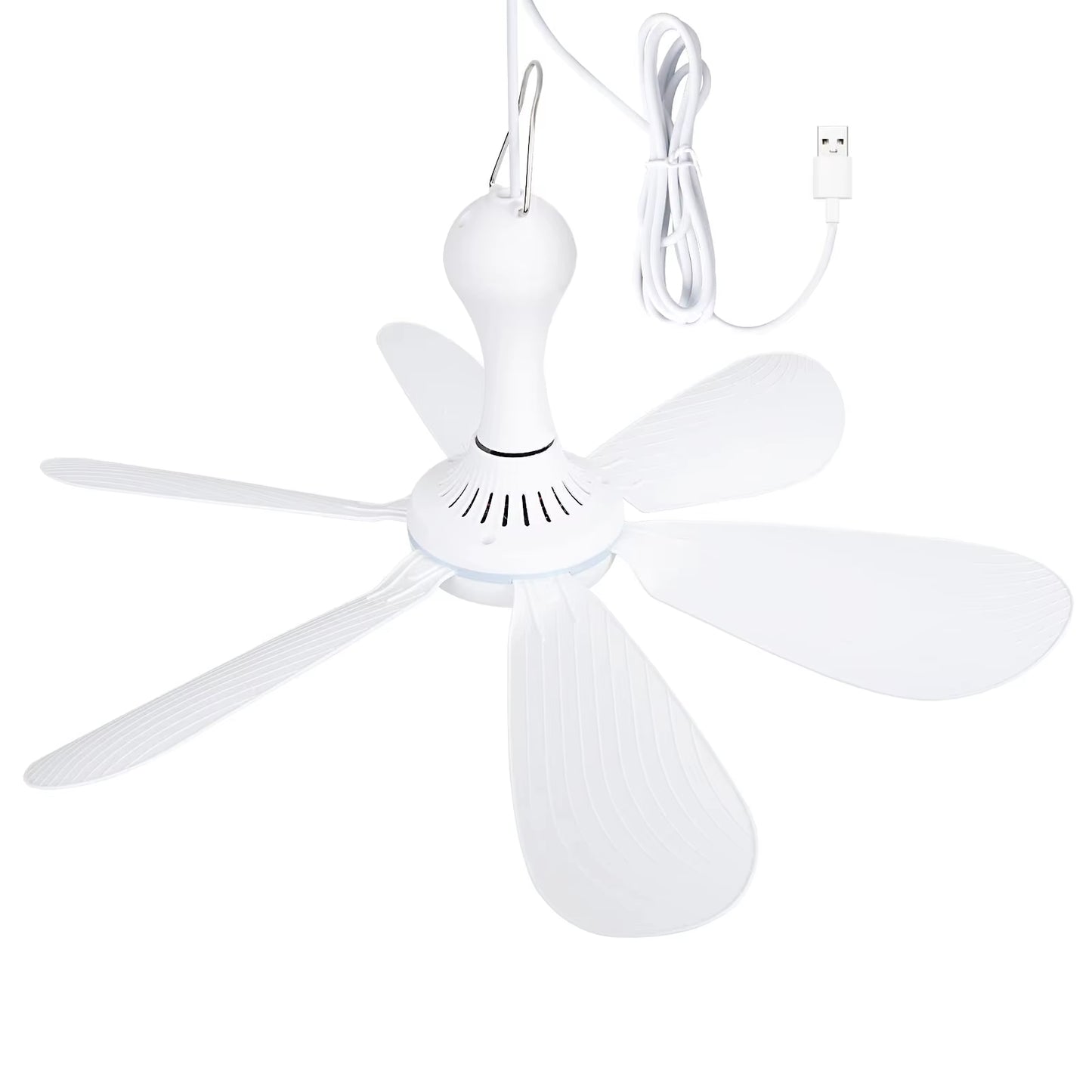 Silent 6 Leaves USB Powered Ceiling Canopy Fan with Remote Control Timing 4 Speed Hanging Fan for Camping Bed Dormitory Tent New