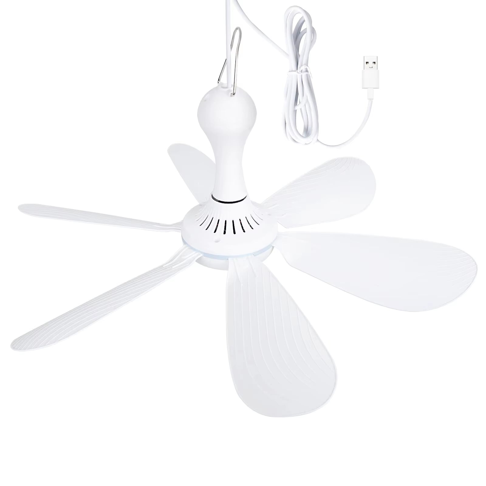 Silent 6 Leaves USB Powered Ceiling Canopy Fan with Remote Control Timing 4 Speed Hanging Fan for Camping Bed Dormitory Tent New