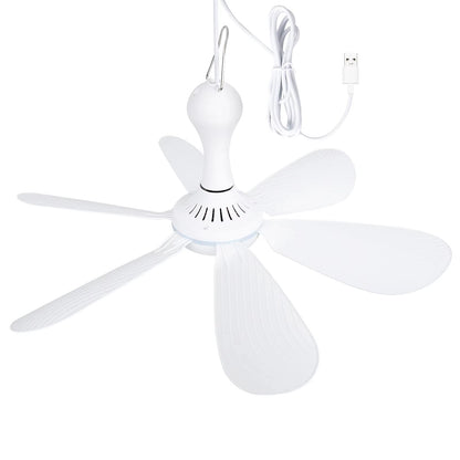 Silent 6 Leaves USB Powered Ceiling Canopy Fan with Remote Control Timing 4 Speed Hanging Fan for Camping Bed Dormitory Tent New